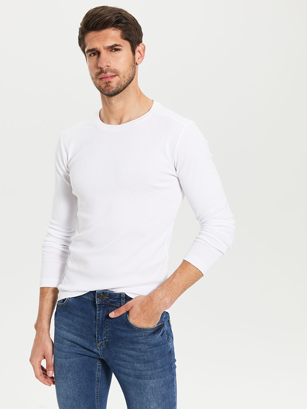 Beyaz Penye Erkek Tişört