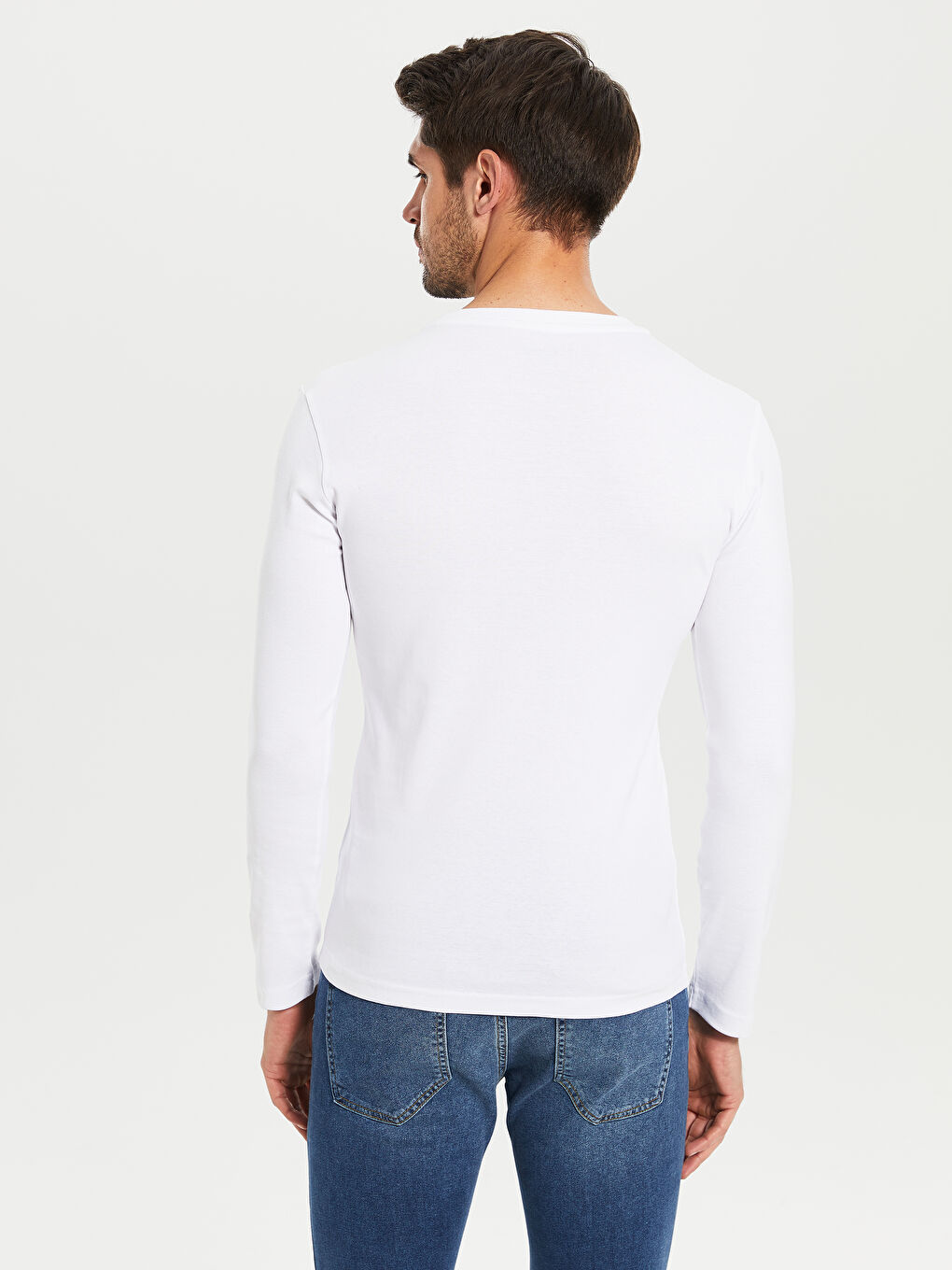 Beyaz Penye Erkek Tişört-3