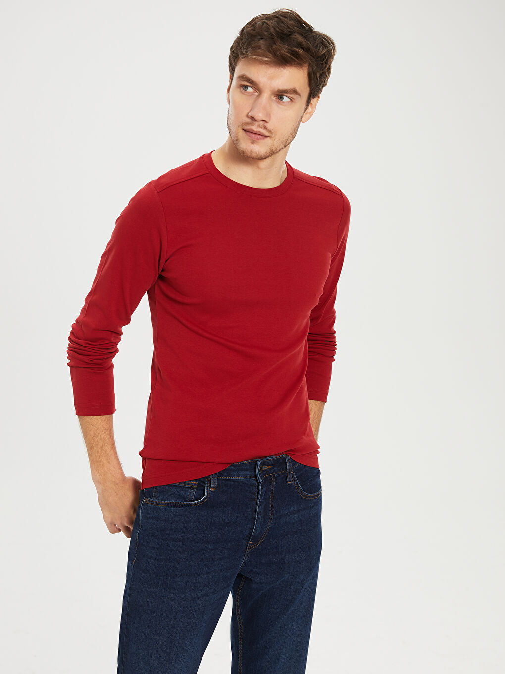 Kırmızı Penye Erkek Tişört-1