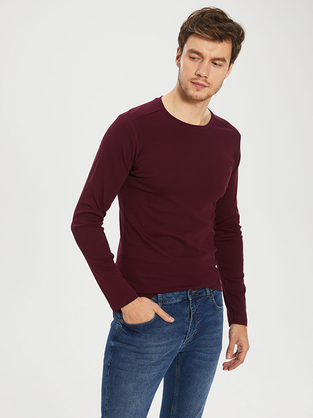 Bordo Penye Erkek Tişört-1