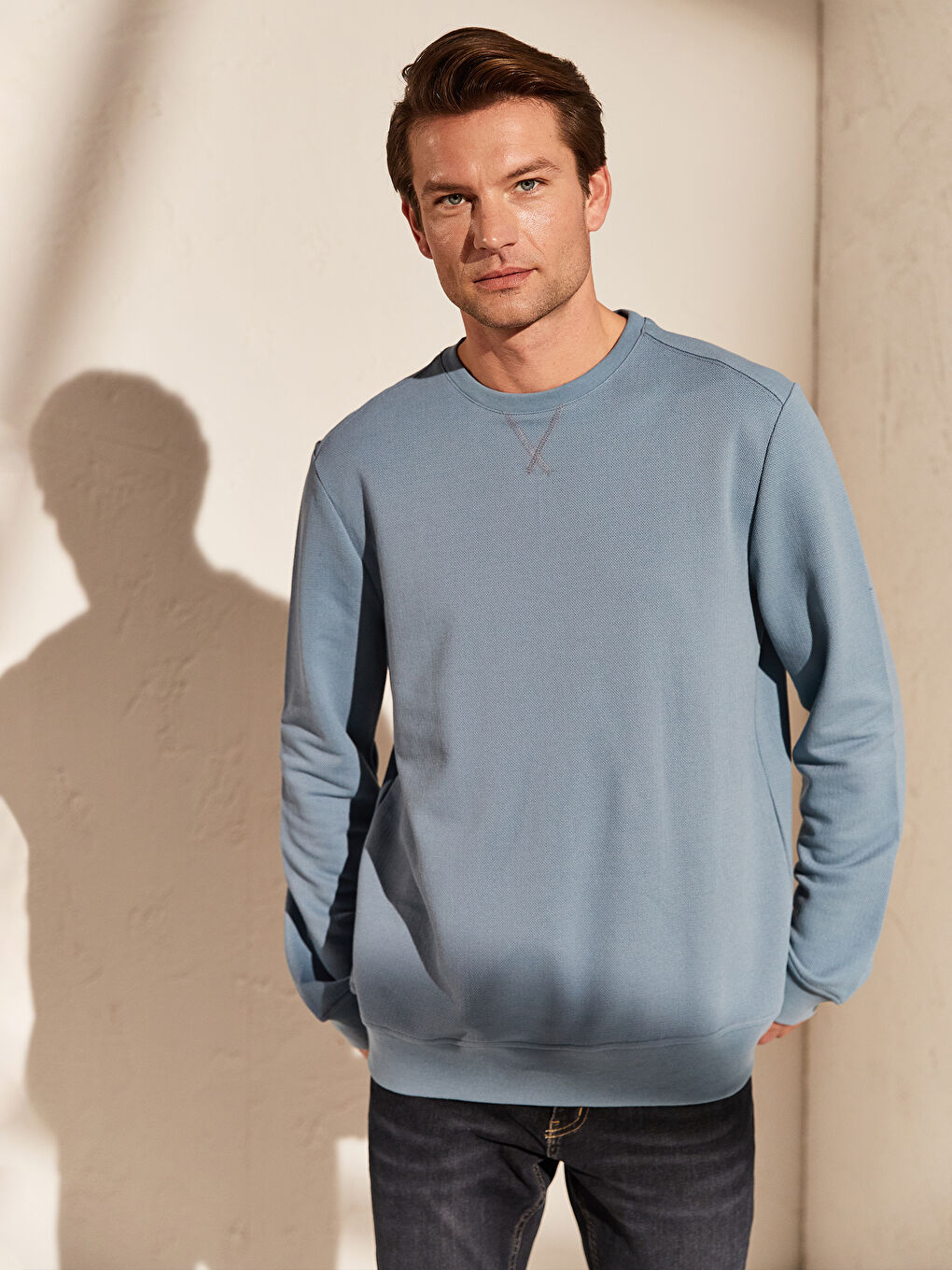 Crew Neck Basic Sweatshirt-1