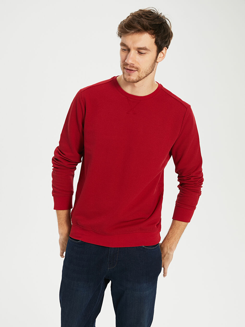 Crew Neck Basic Sweatshirt-1