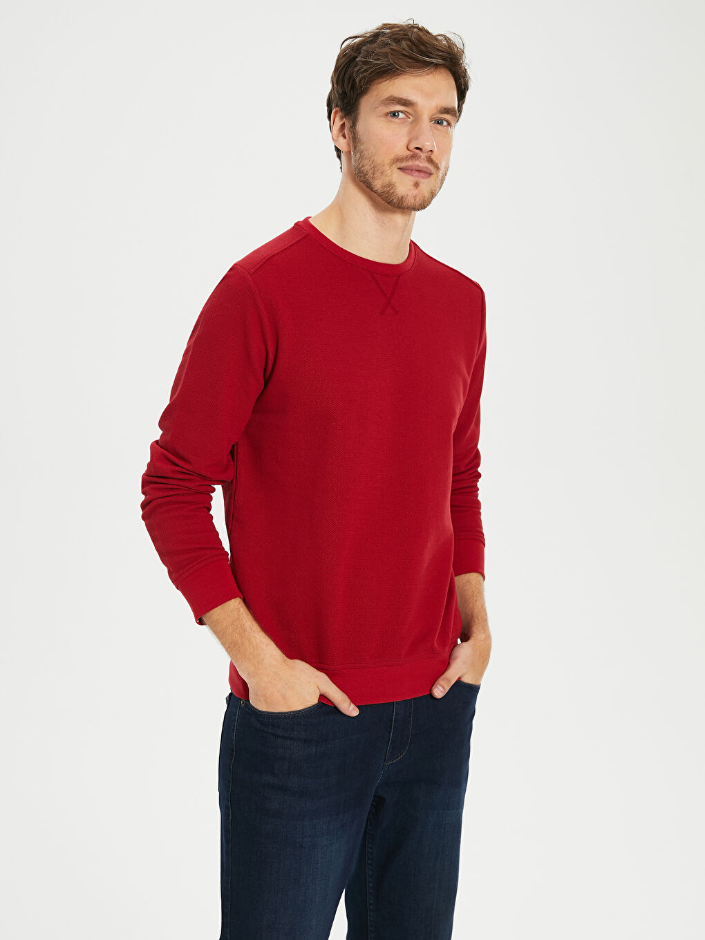 Crew Neck Basic Sweatshirt-2
