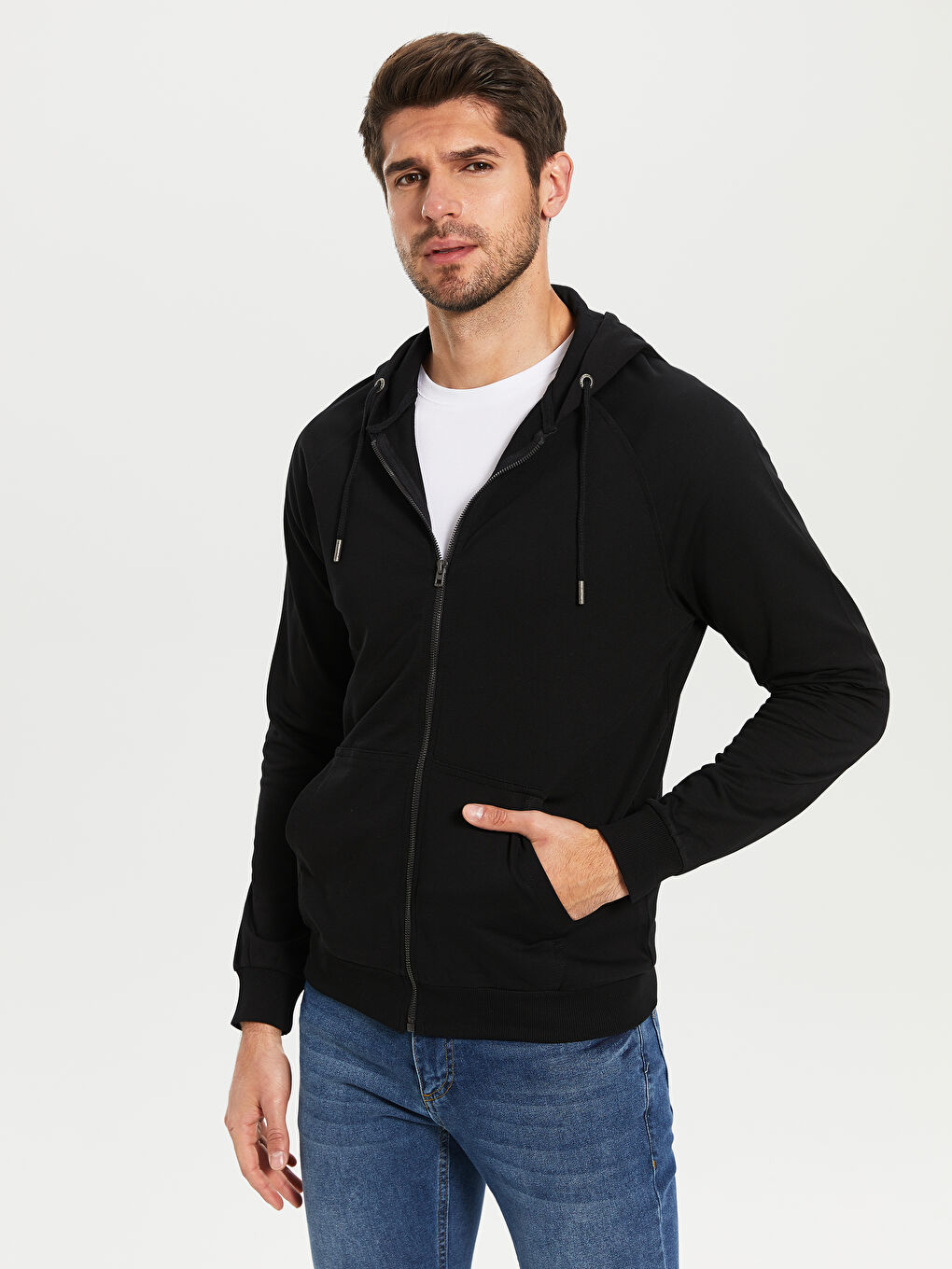 Sweat Zippé À Capuche Pour Hommes-1
