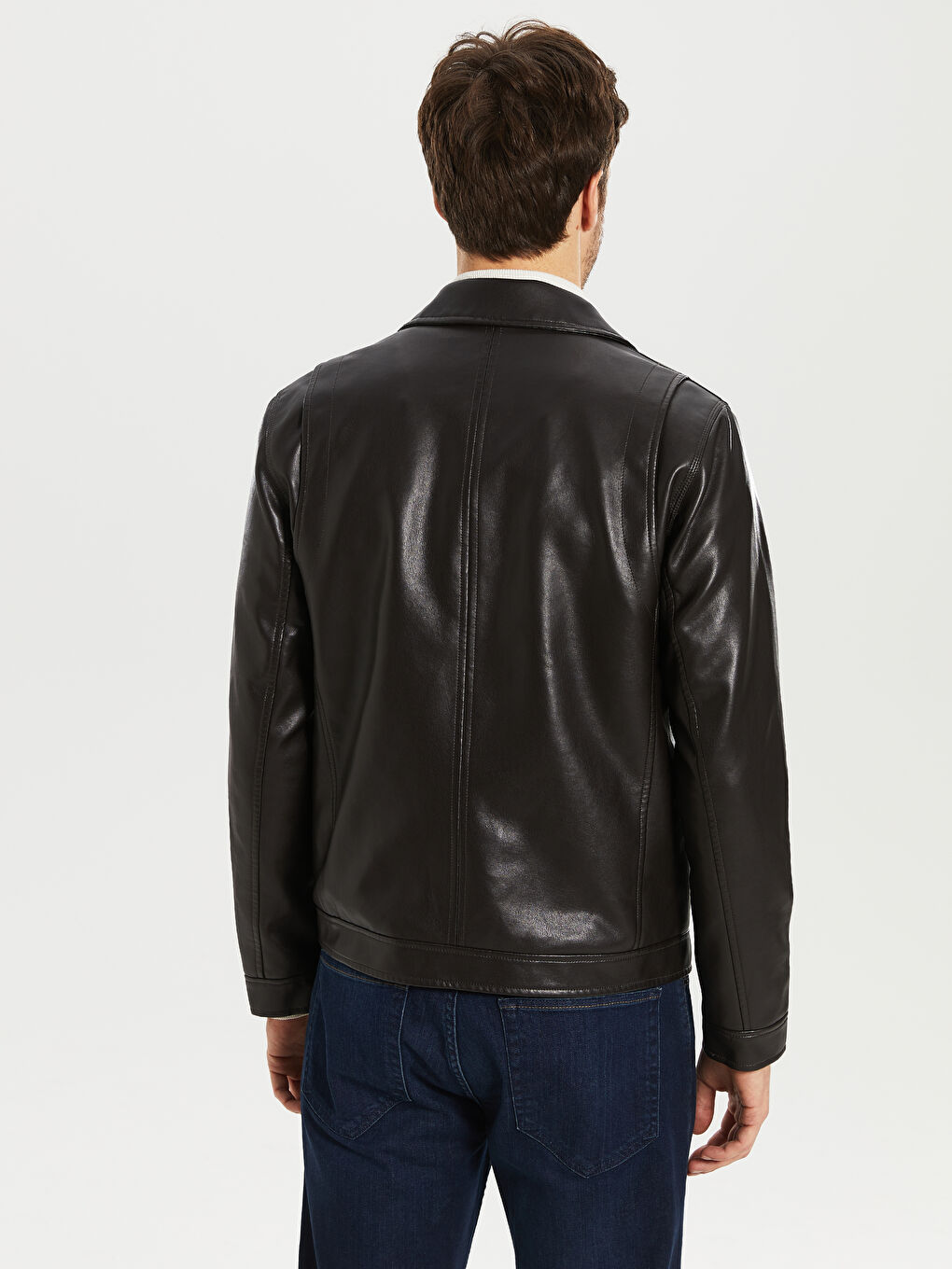 Kahverengi Erkek Deri Görünümlü Mont-4