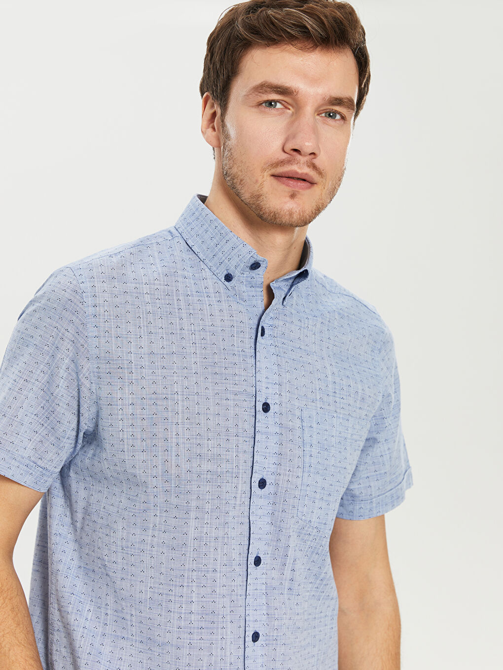 Mavi Poplin Erkek Gömlek-1