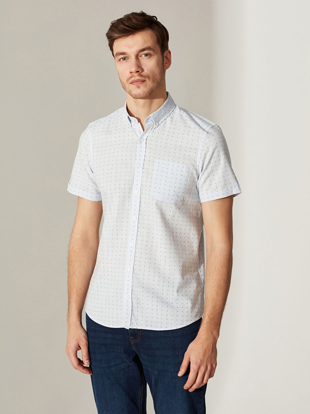 Mavi Poplin Erkek Gömlek