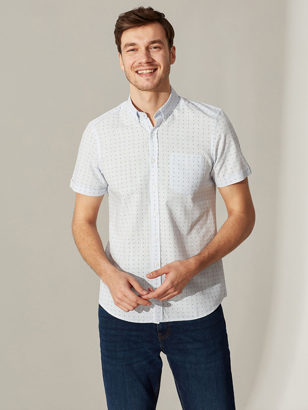 Mavi Poplin Erkek Gömlek-1