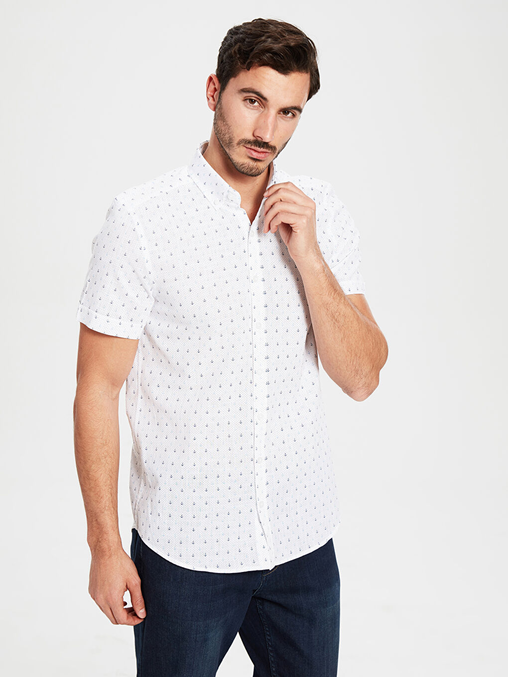 Beyaz Poplin Erkek Gömlek-1