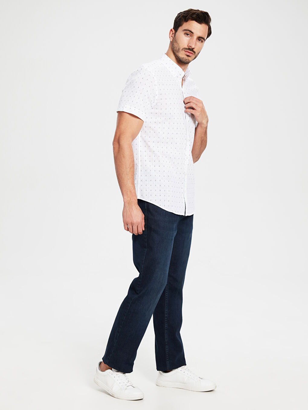 Beyaz Poplin Erkek Gömlek-3