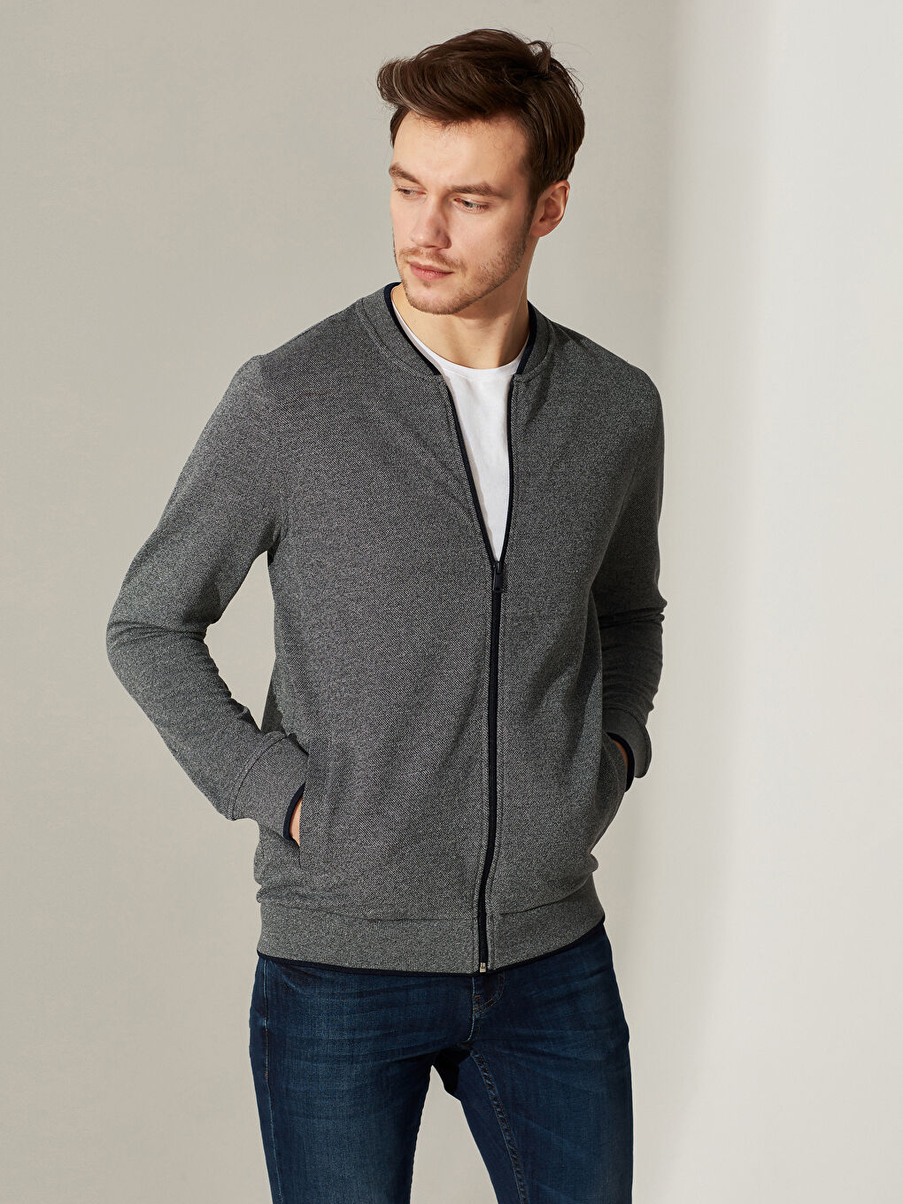 Antrasit Rahat Kalıp Uzun Kollu Erkek Kolej Ceket