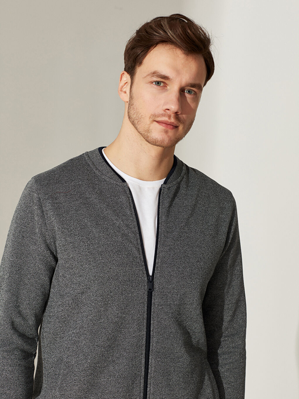 Antrasit Rahat Kalıp Uzun Kollu Erkek Kolej Ceket-1