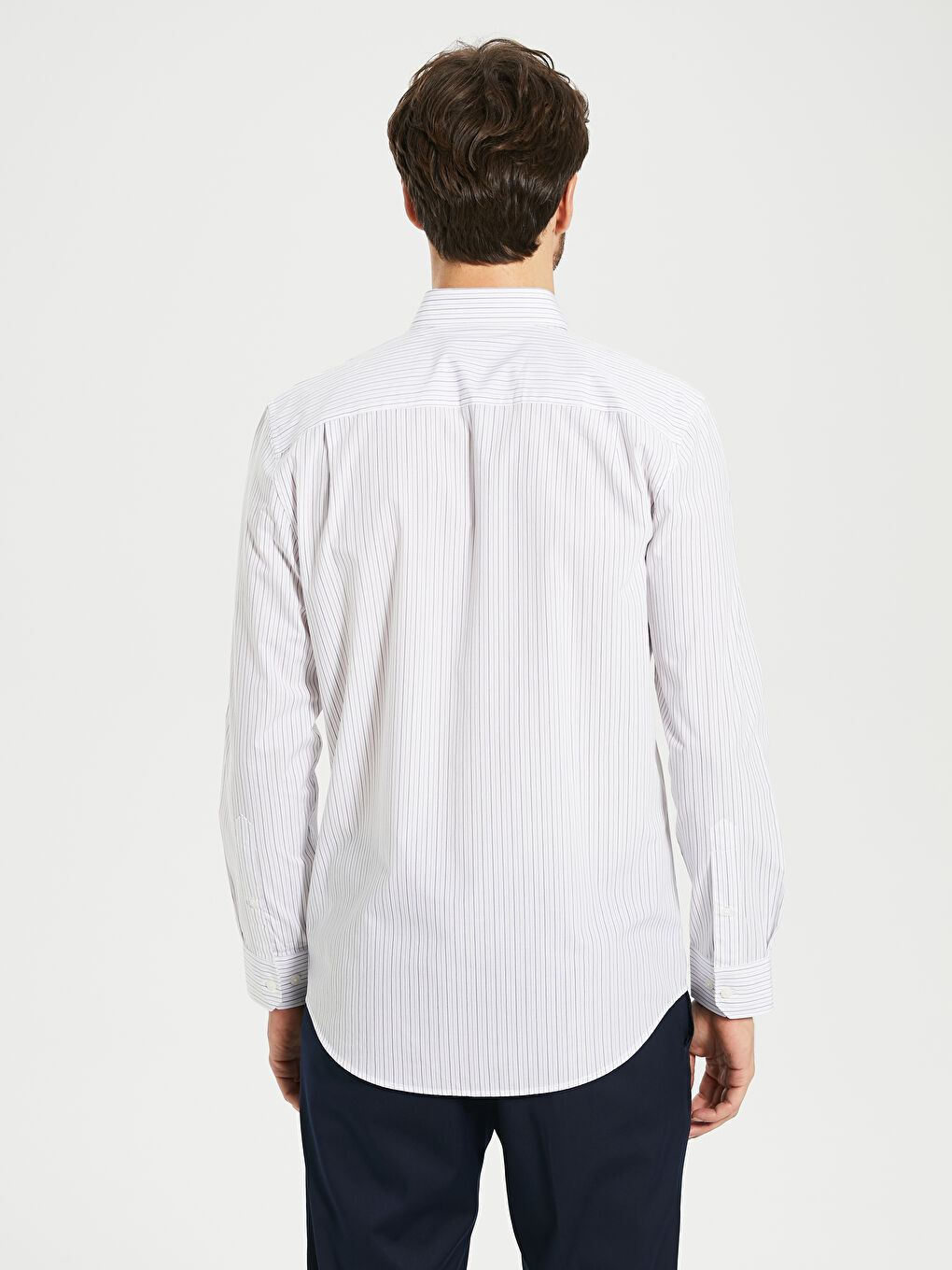 Bej Regular Fit Uzun Kollu Poplin Erkek Gömlek-2