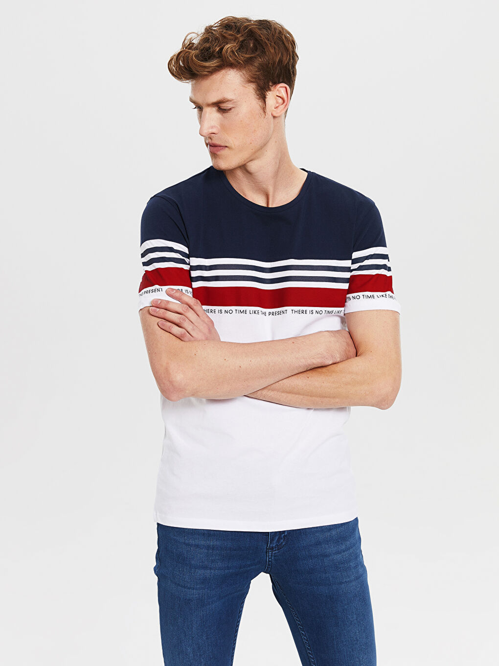 Beyaz Penye Erkek Tişört