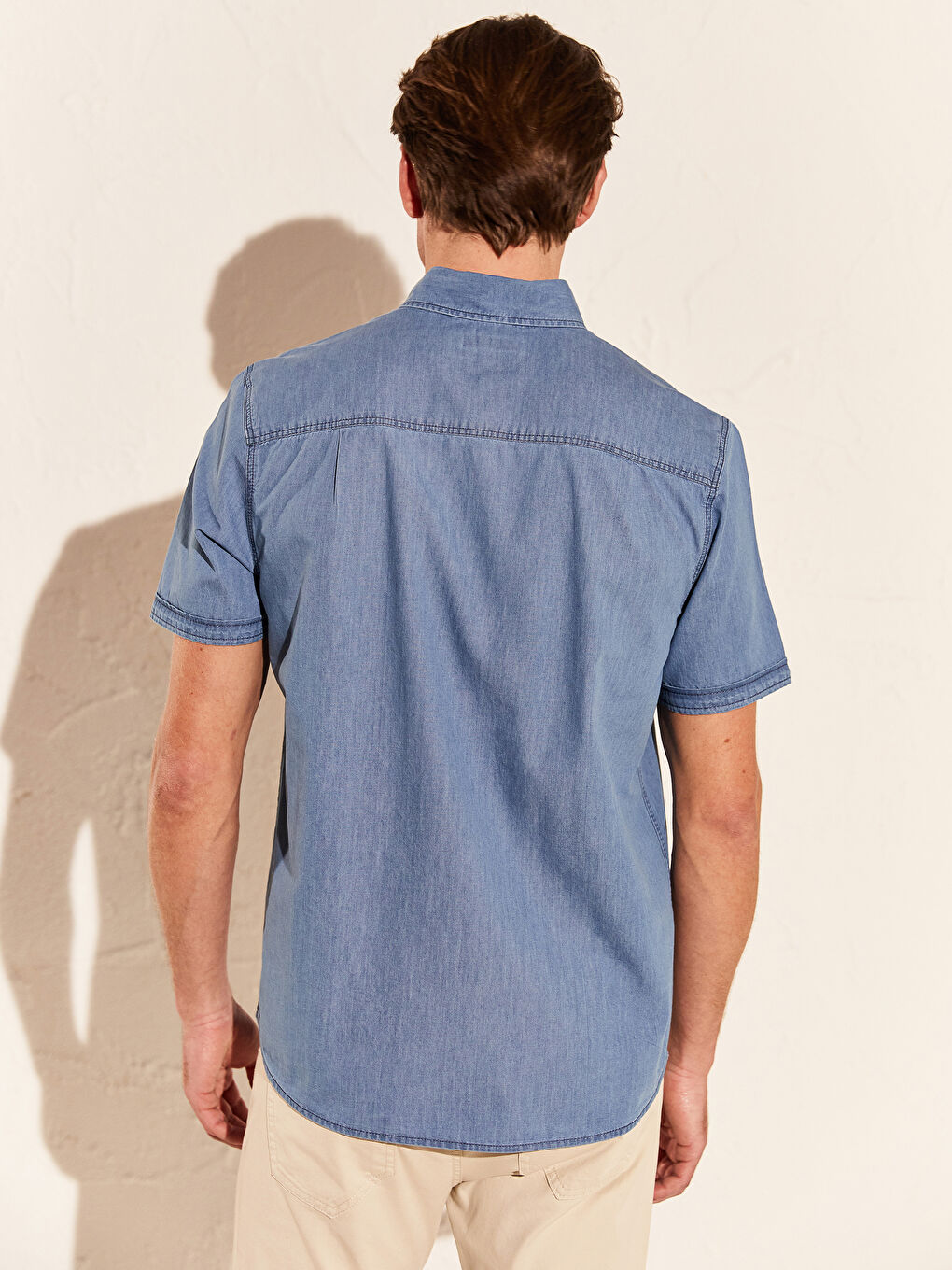 İndigo Regular Fit Uzun Kollu Erkek Jean Gömlek-2