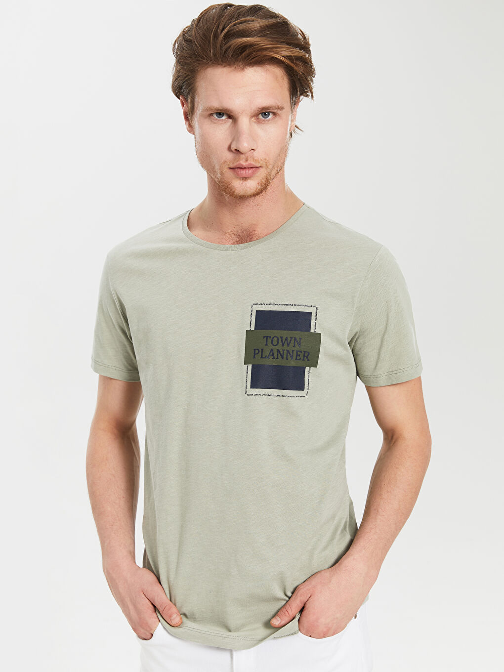 Gri Penye Erkek Tişört-1