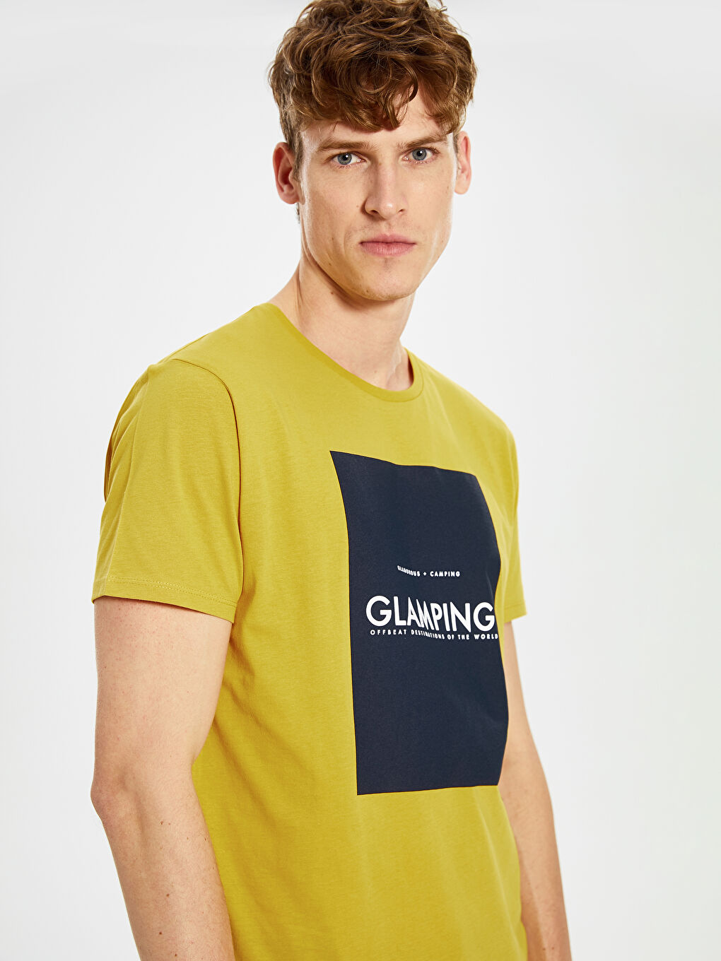 Sarı Bisiklet Yaka Penye Erkek Tişört