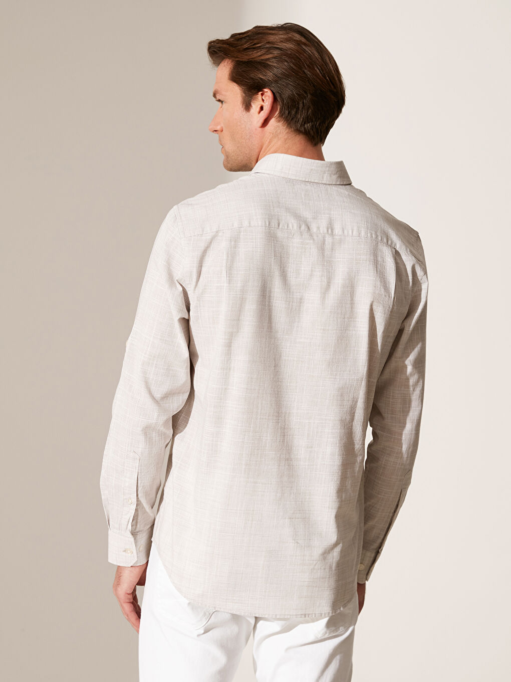 Regular Fit Long Sleeve Poplin Men's Shirt-4