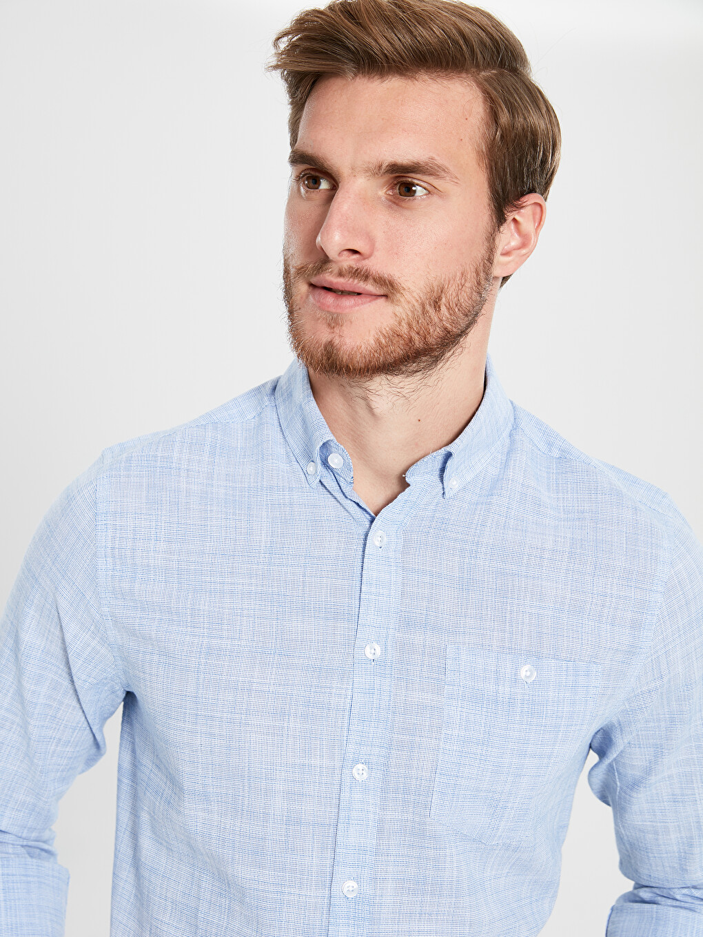 Regular Fit Figured Poplin Shirt-2