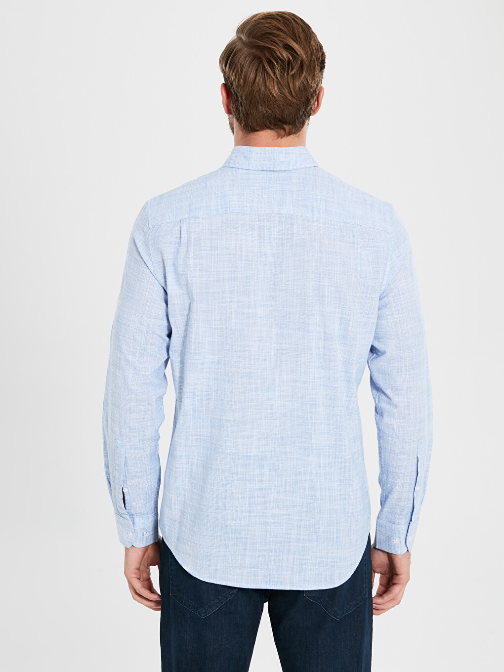 Regular Fit Figured Poplin Shirt-3