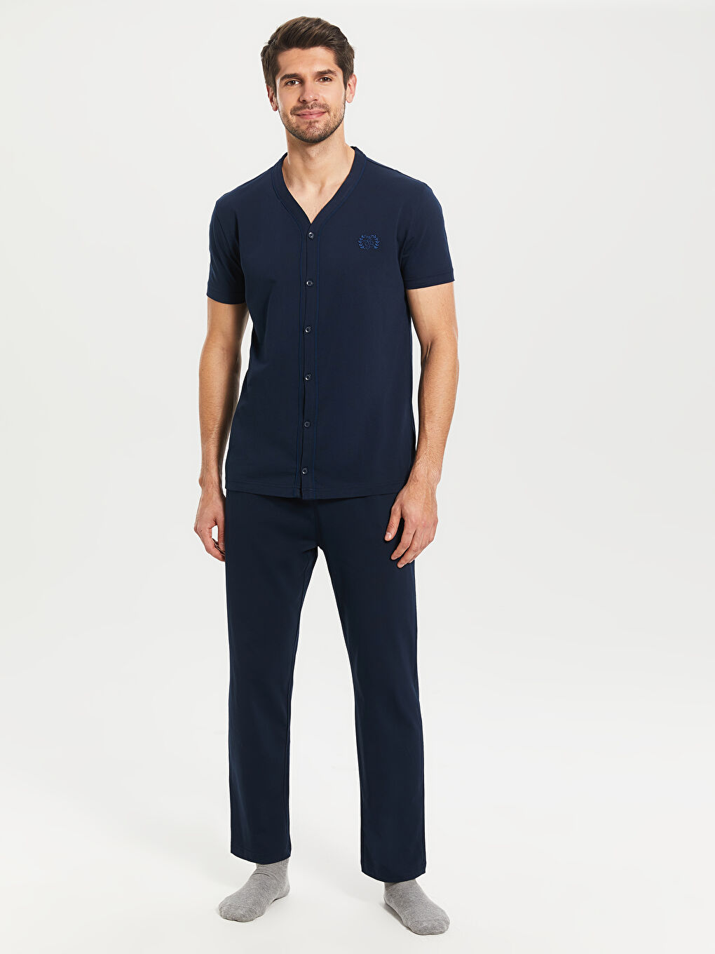 Lacivert Standart Kalıp Erkek Pijama Takım