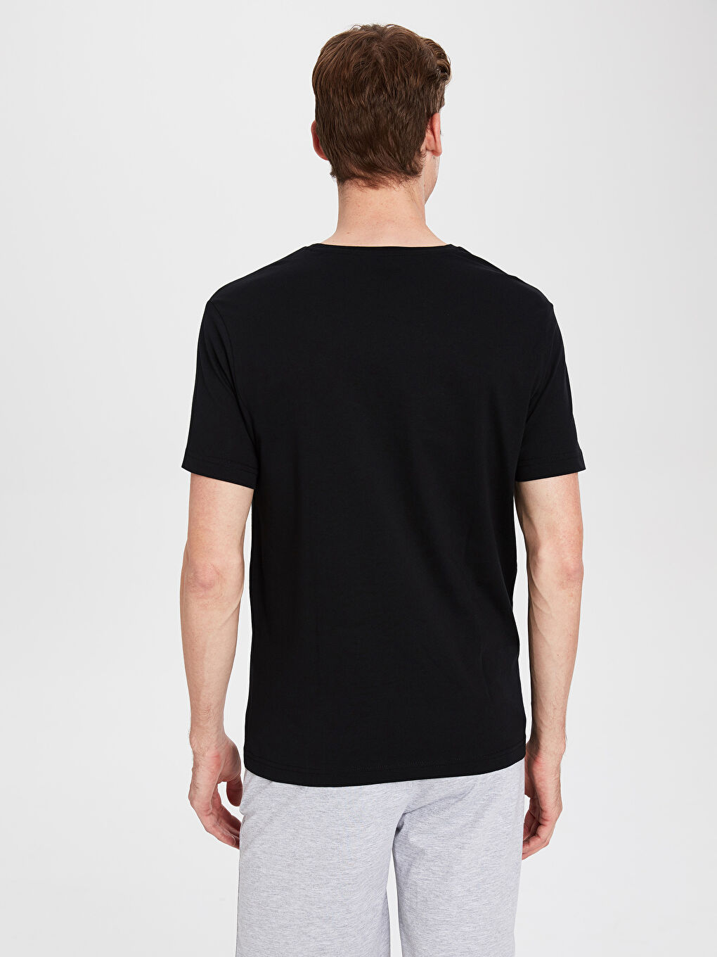 Siyah Standart Kalıp Erkek Şortlu Pijama Takımı-2