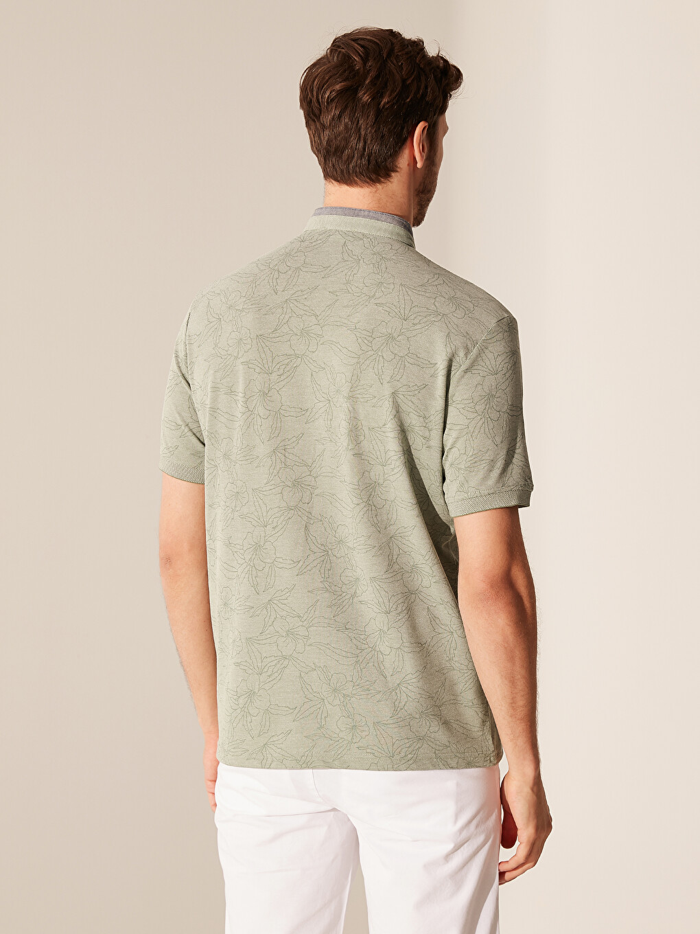 Grandad Collar Short Sleeve Patterned Men's T-Shirt-2