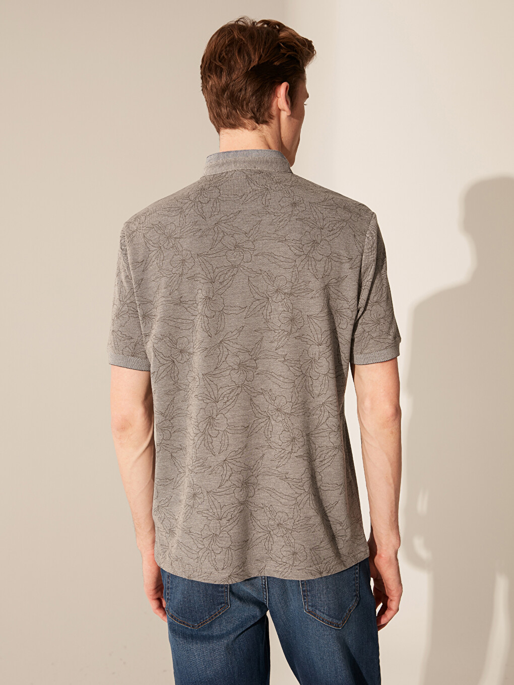 Grandad Collar Short Sleeve Patterned Men's T-Shirt-2