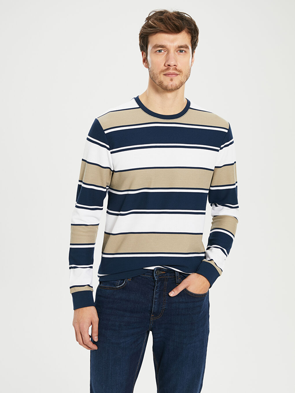 Bej Erkek Sweatshirt-1