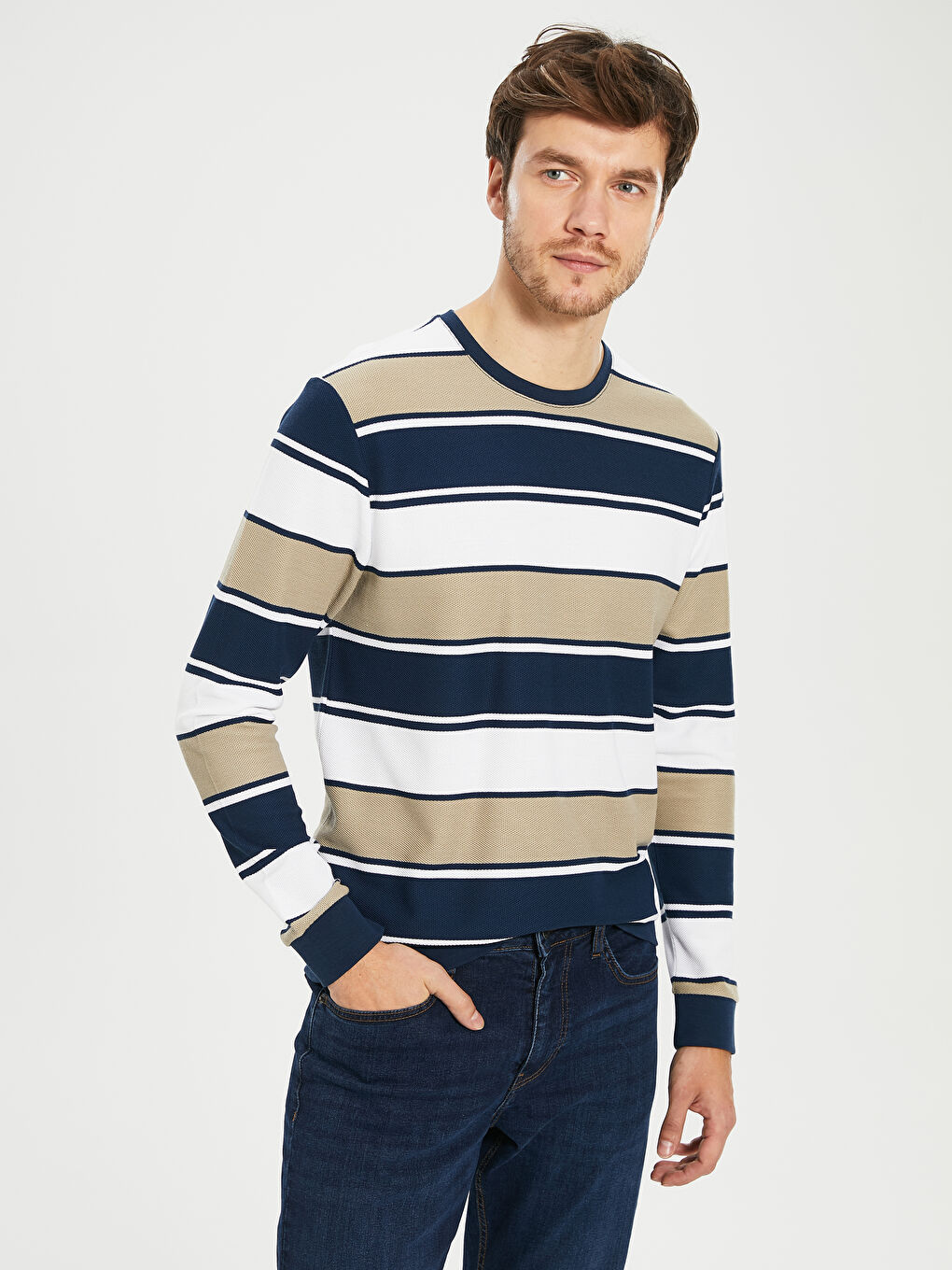 Bej Erkek Sweatshirt-2