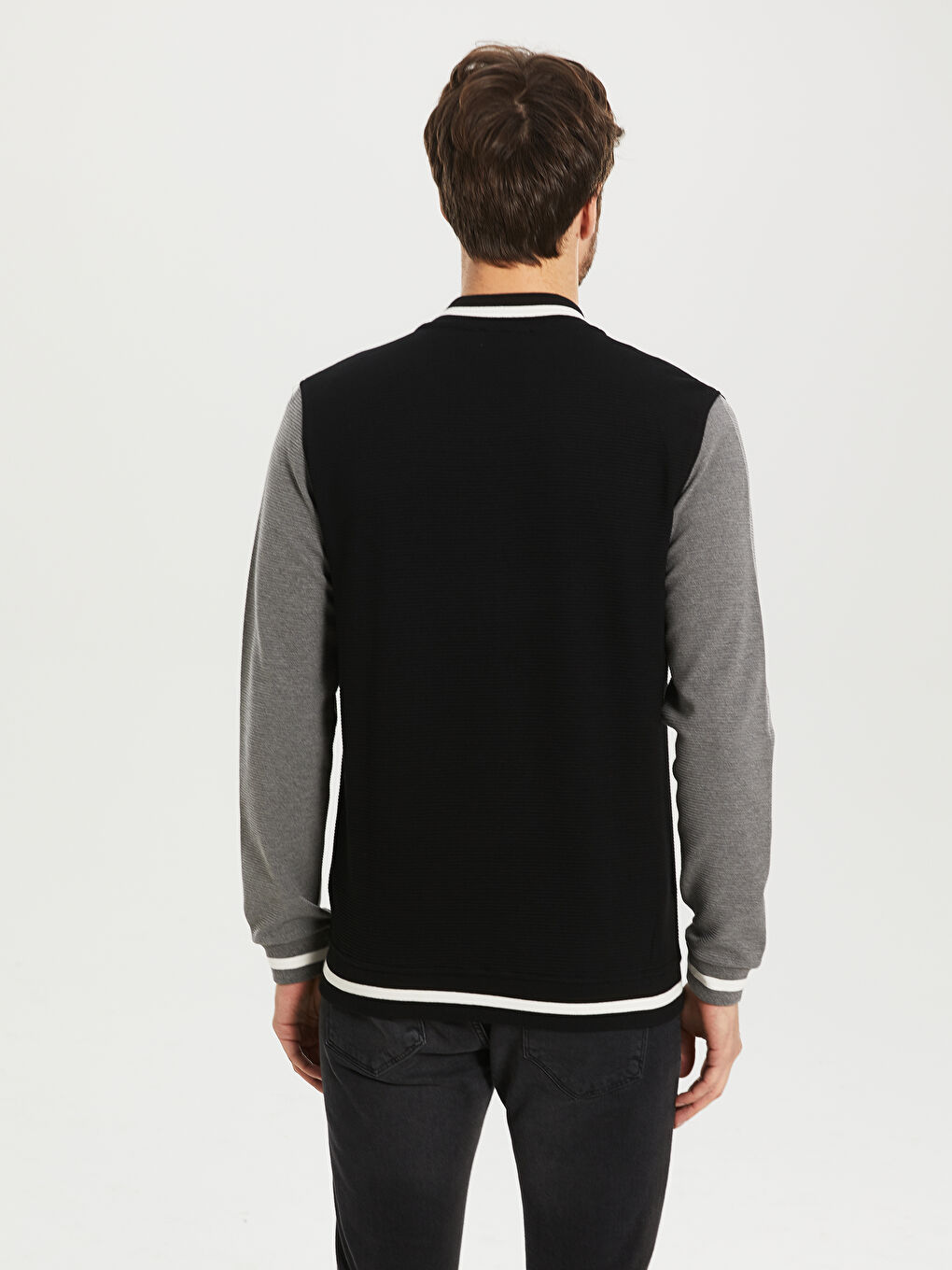 Siyah Standart Kalıp Uzun Kollu Erkek Kolej Ceket-2