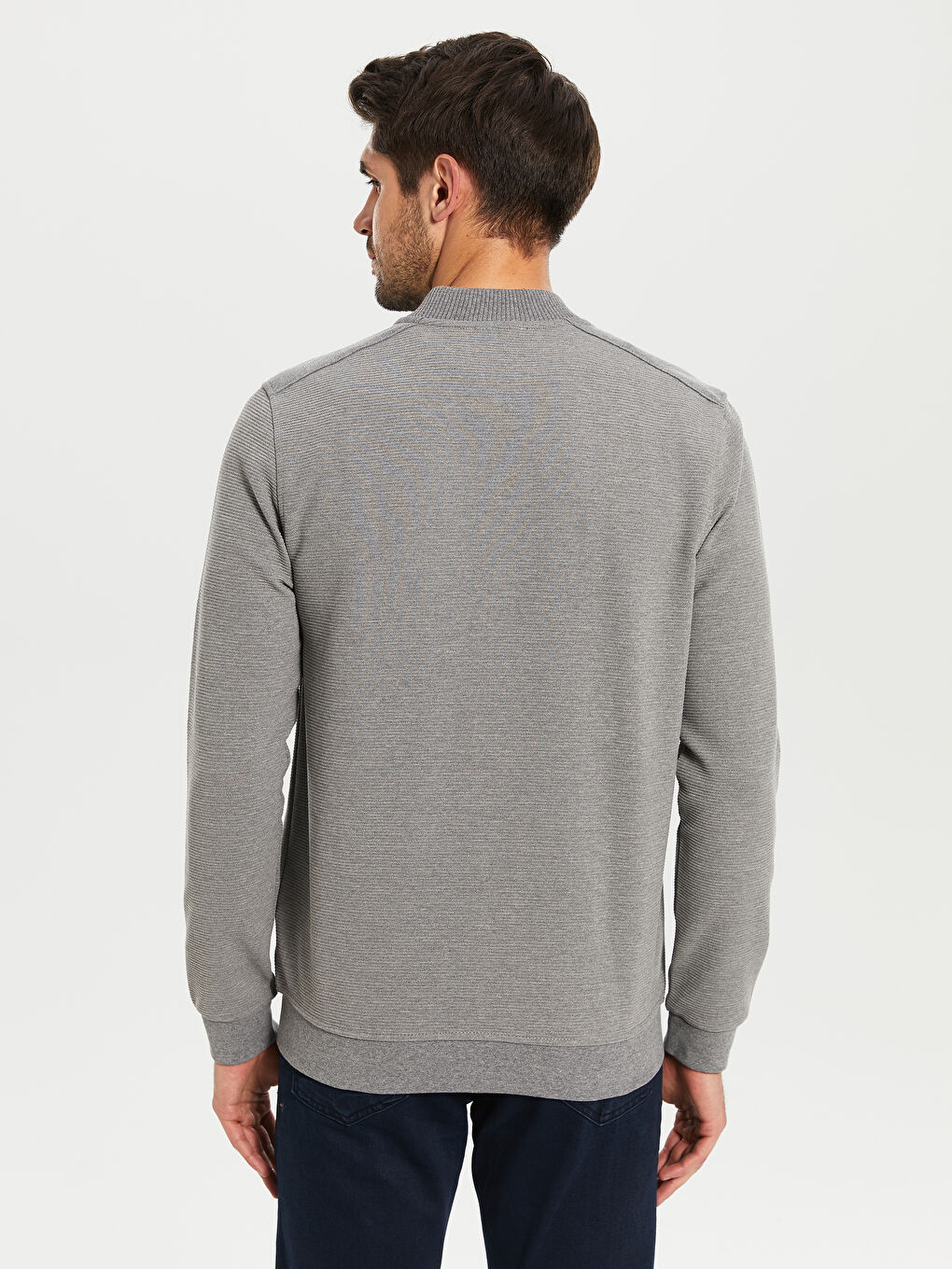 Gri Standart Kalıp Uzun Kollu Erkek Kolej Ceket-3