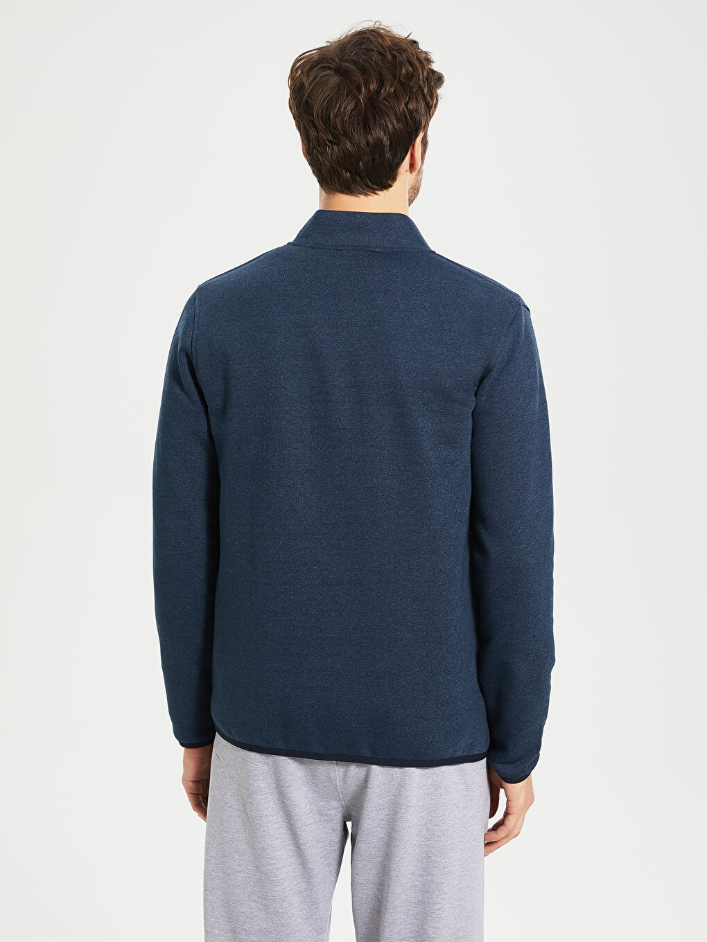 Lacivert Rahat Kalıp Dik Yaka Hırka-2