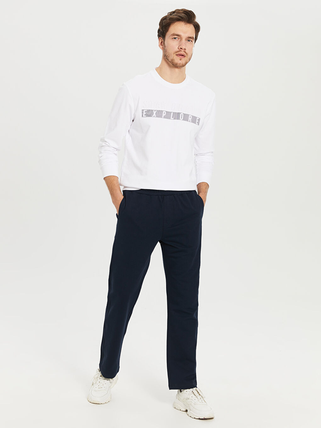 Lacivert Standart Kalıp Erkek Eşofman Altı-1