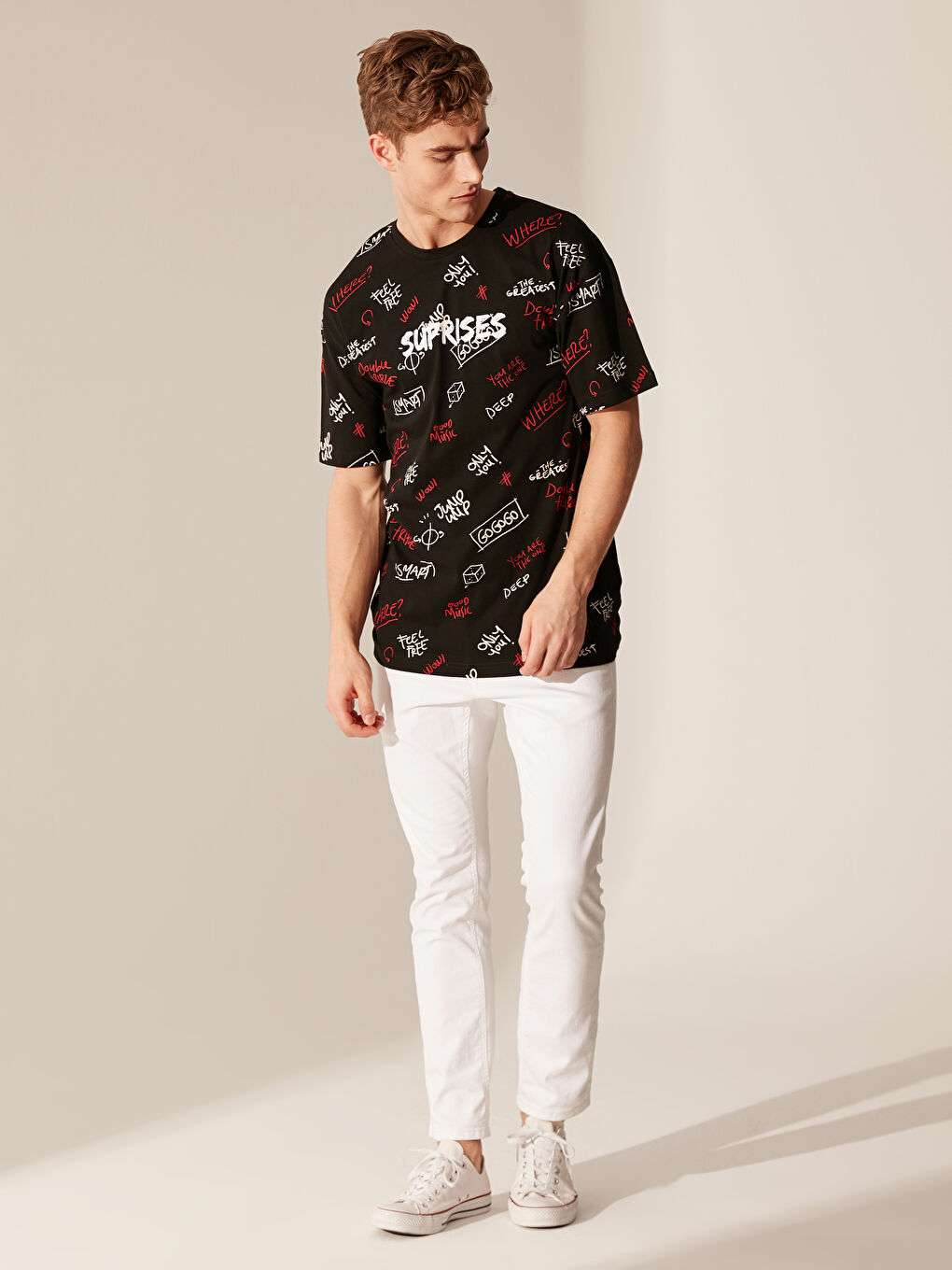 Siyah Penye Erkek Tişört-4