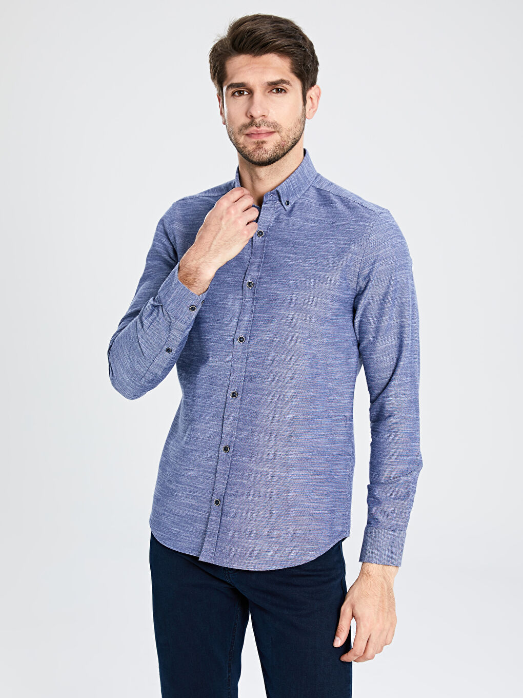 İndigo Slim Fit Uzun Kollu Erkek Gömlek-2