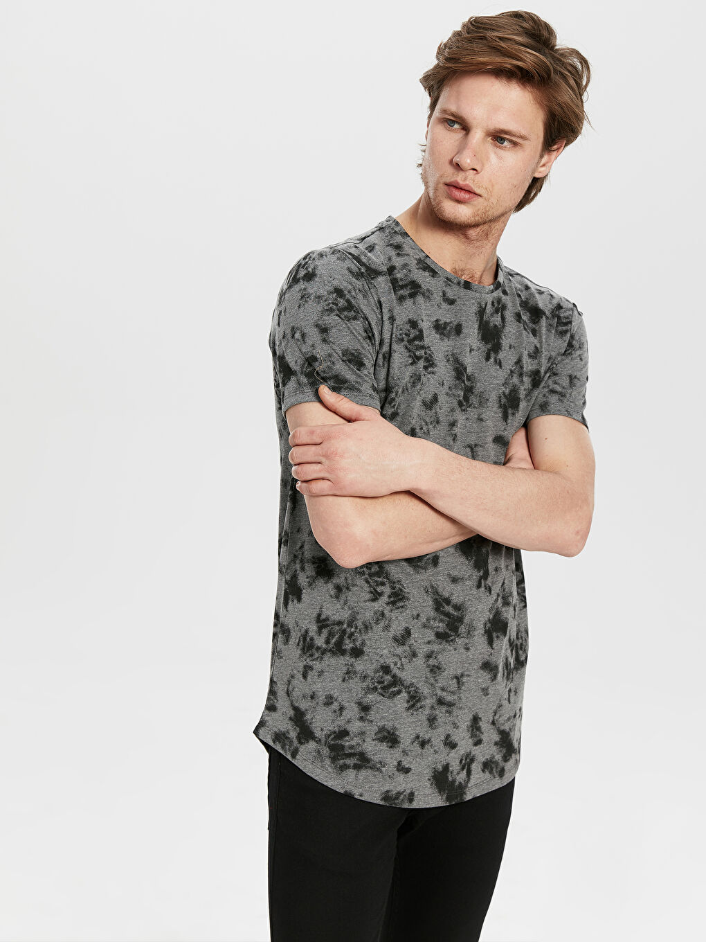 Antrasit Penye Erkek Tişört-1