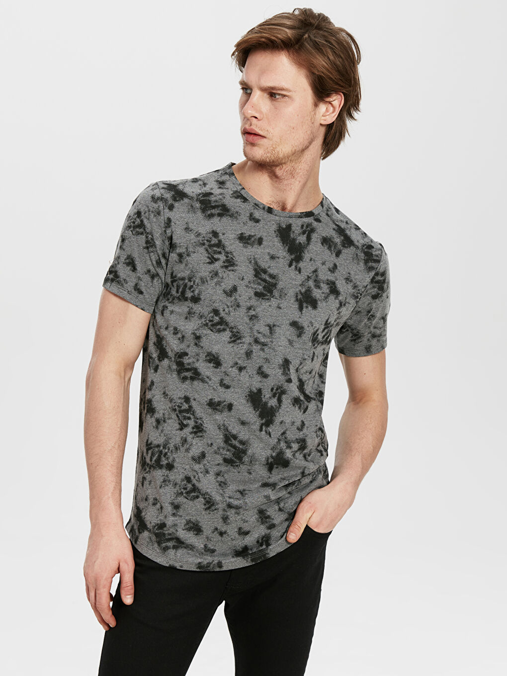 Antrasit Penye Erkek Tişört-2