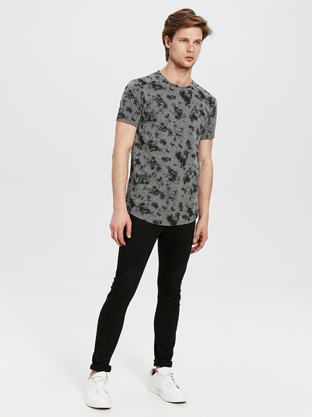 Antrasit Penye Erkek Tişört-4