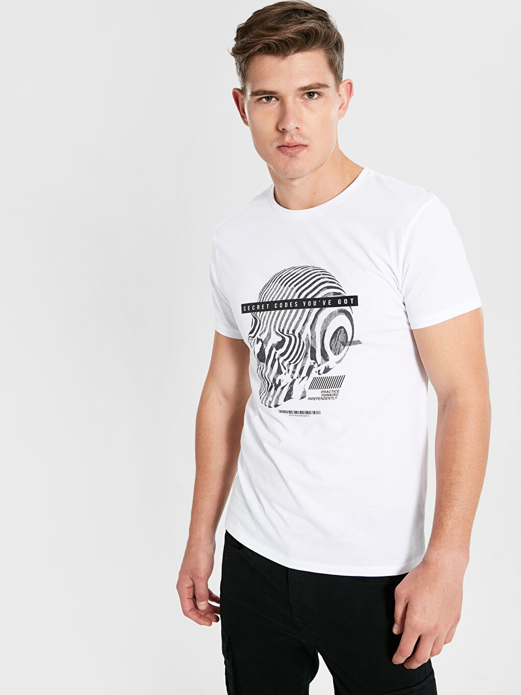 Beyaz Penye Erkek Tişört