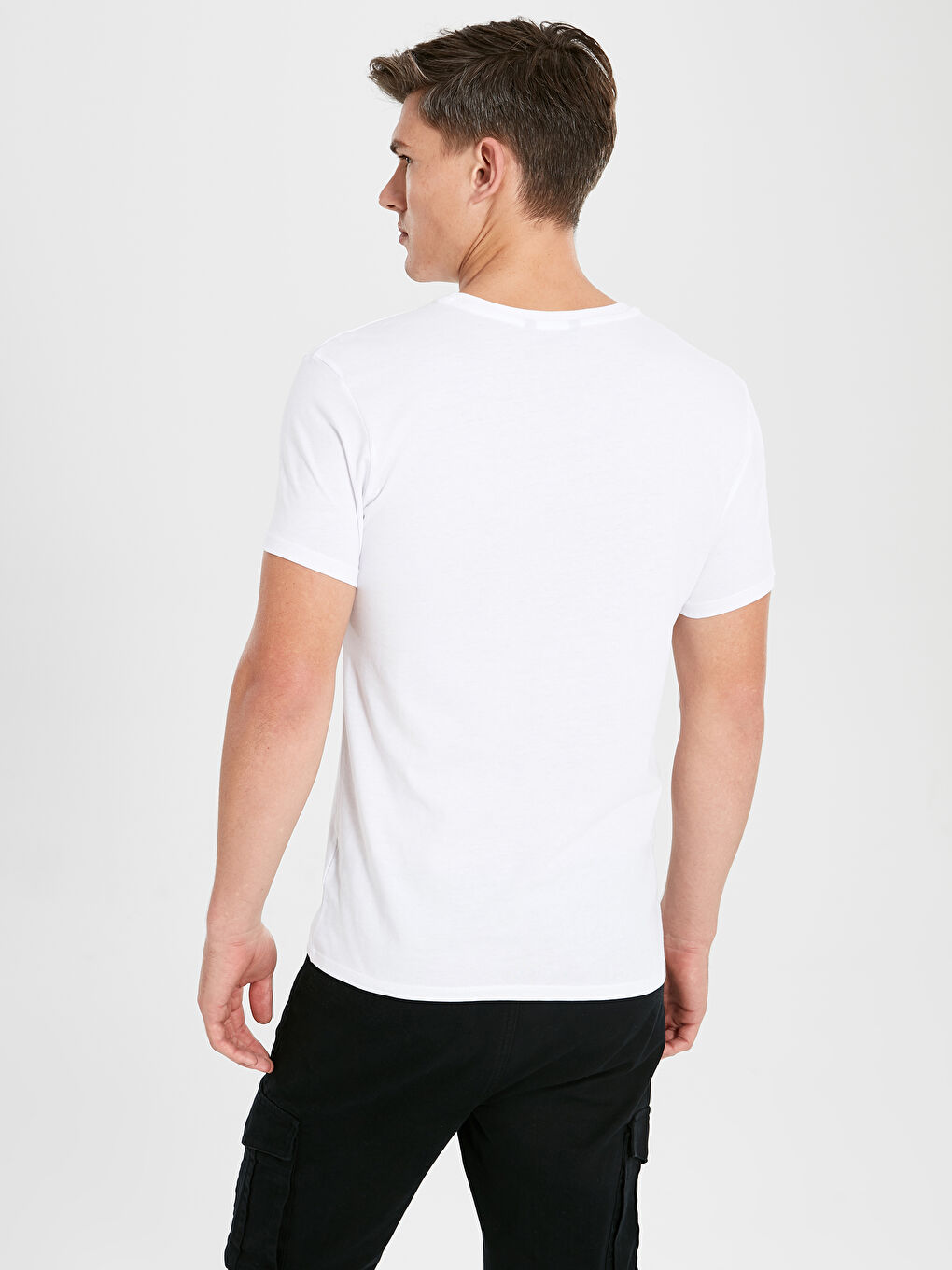 Beyaz Penye Erkek Tişört-2