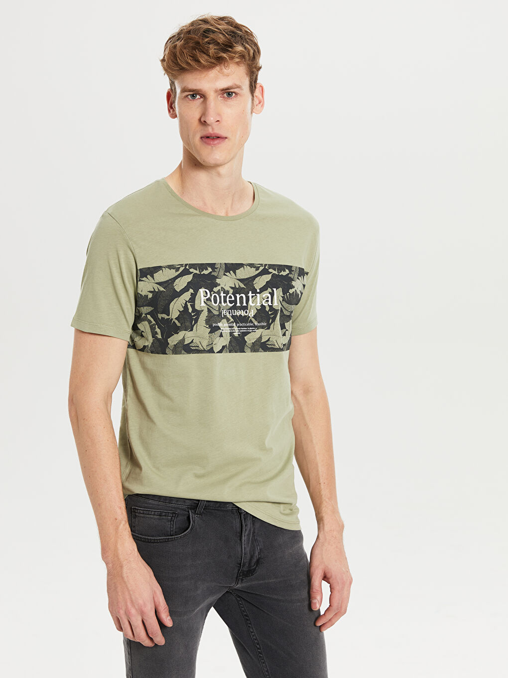 Yeşil Penye Erkek Tişört-1