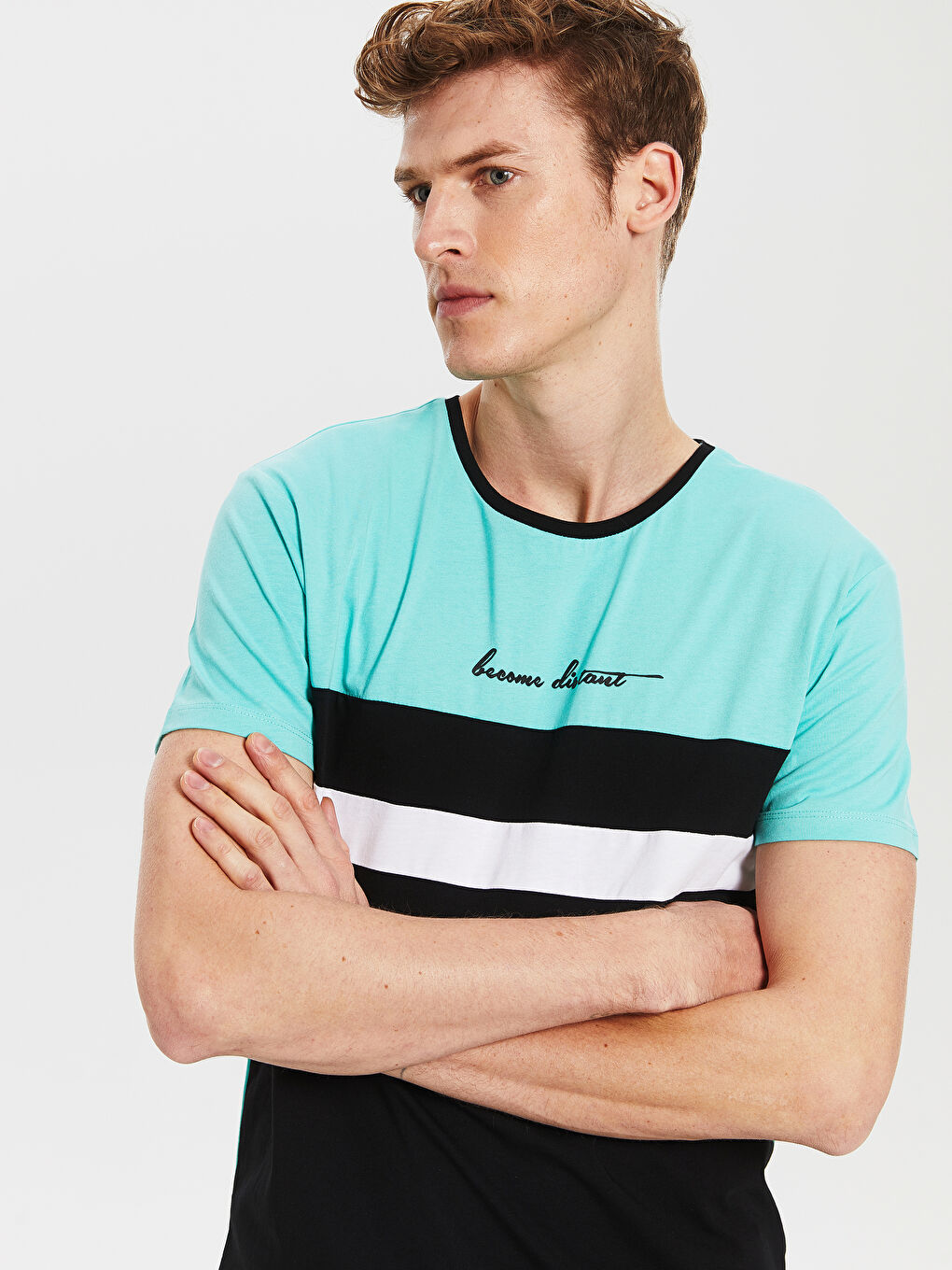 Turkuaz Penye Erkek Tişört-1