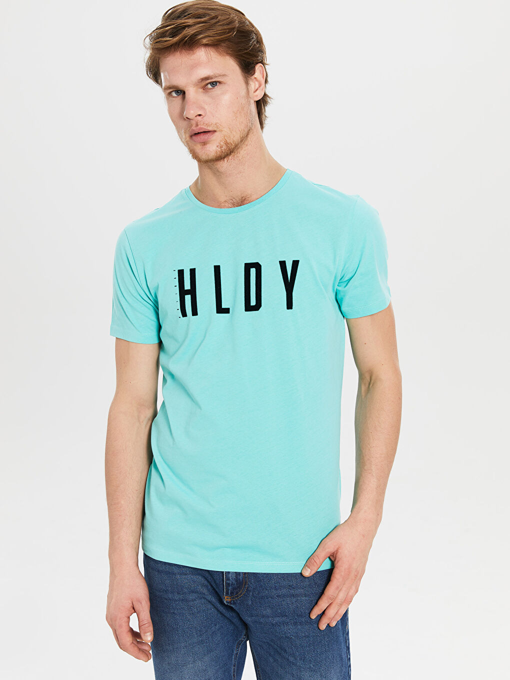 Turkuaz Penye Erkek Tişört