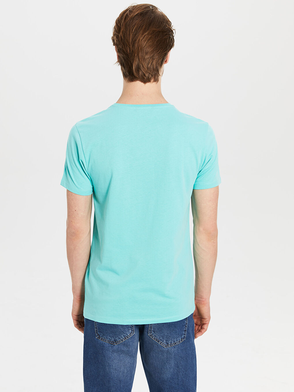 Turkuaz Penye Erkek Tişört-2