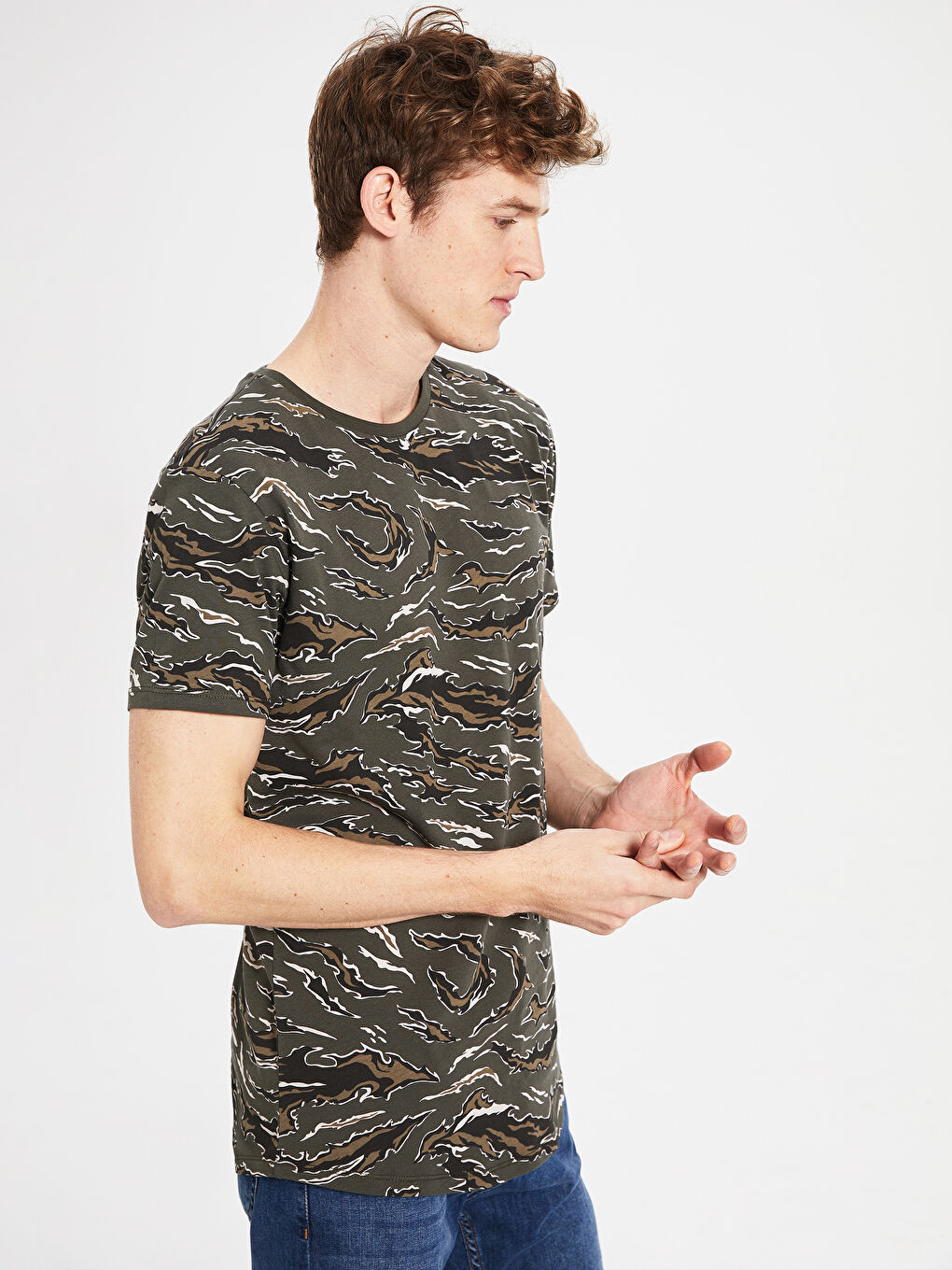 Haki Penye Erkek Tişört-1