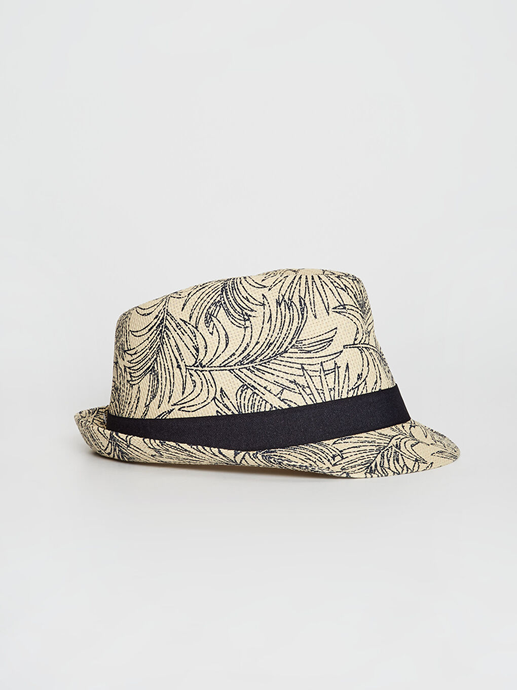 Bej Biye Detaylı Hasır Erkek Fötr Şapka