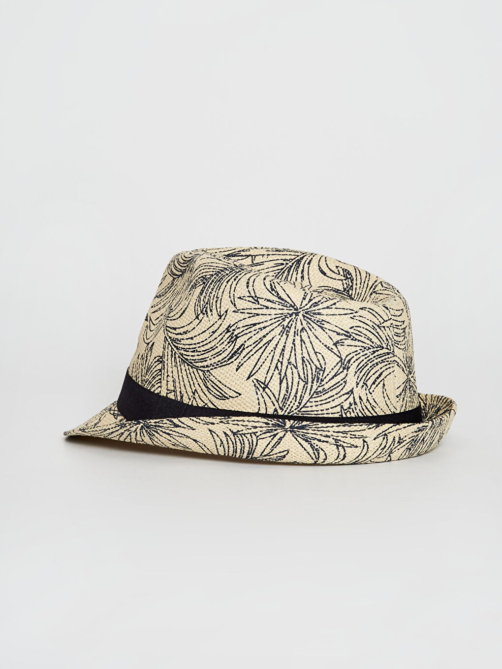 Bej Biye Detaylı Hasır Erkek Fötr Şapka-2