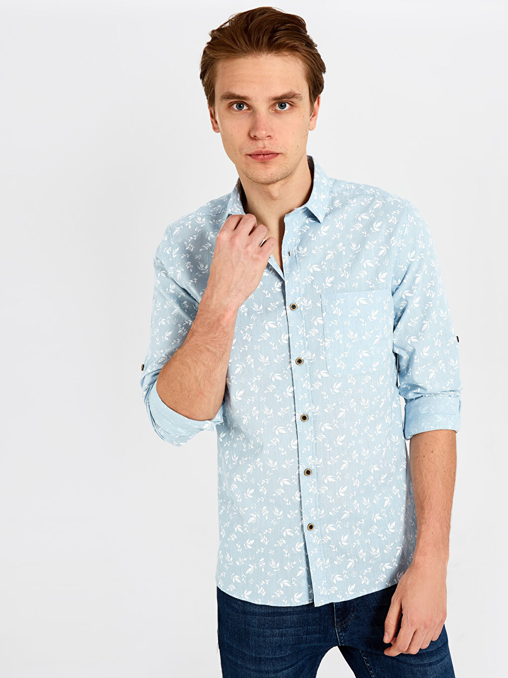 Mavi Poplin Erkek Gömlek-2