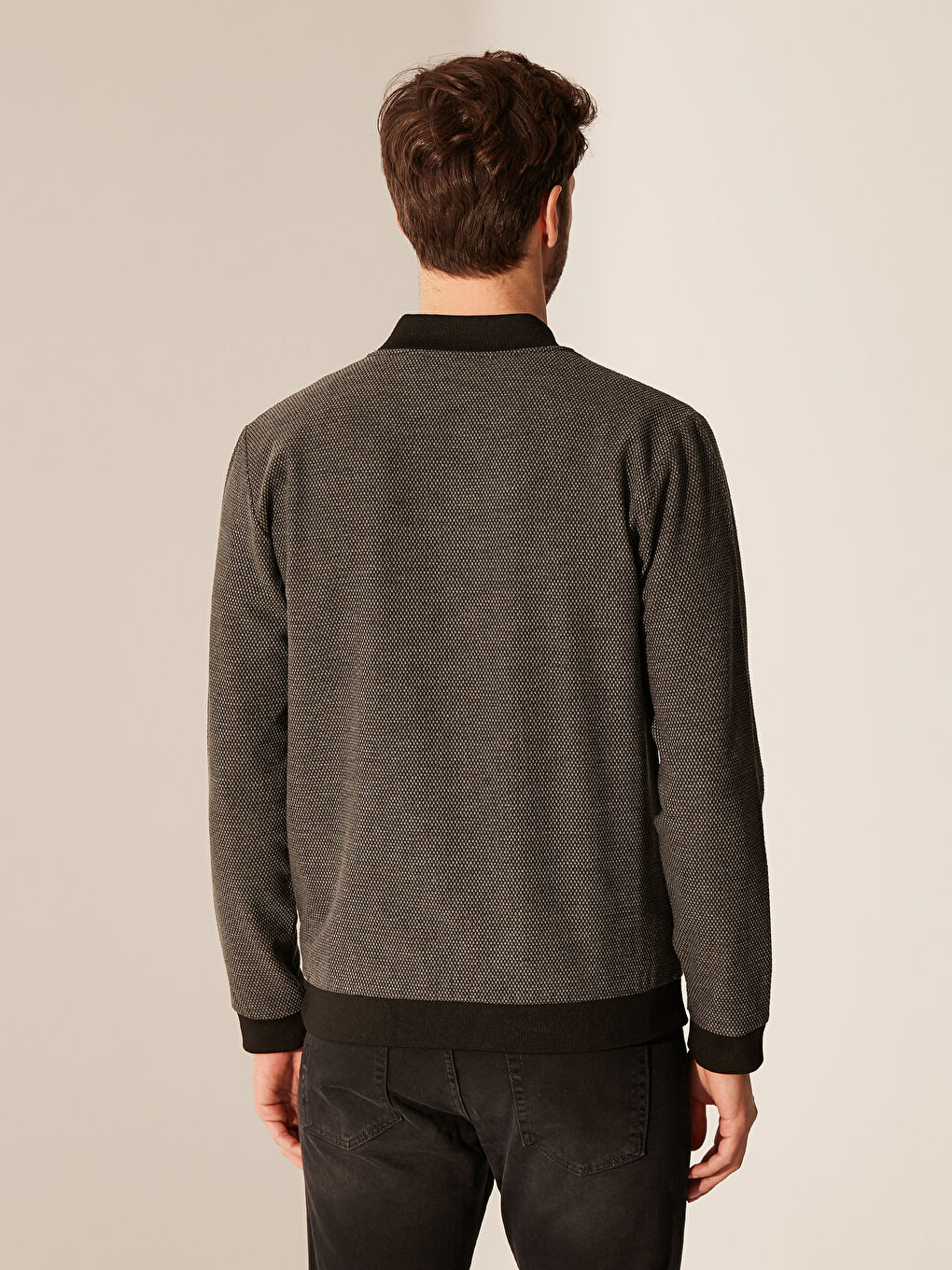 Antrasit Slim Fit Kolej Yaka Bomber Hırka-2